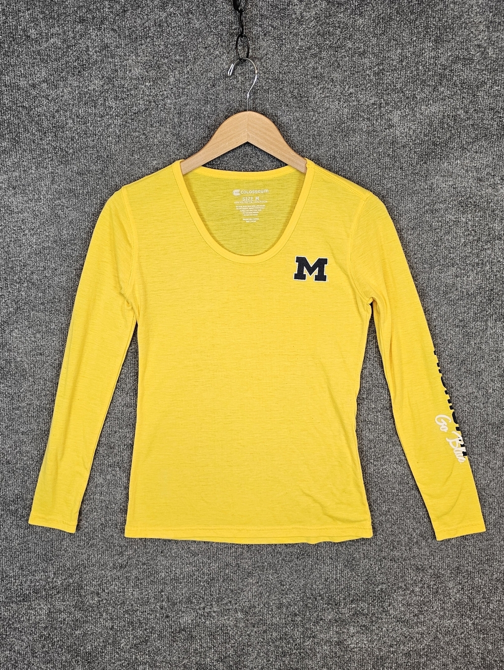 Woman's, Michigan Wolverines Colosseum Yellow/Gold Long Sleeve Tee - Size M
